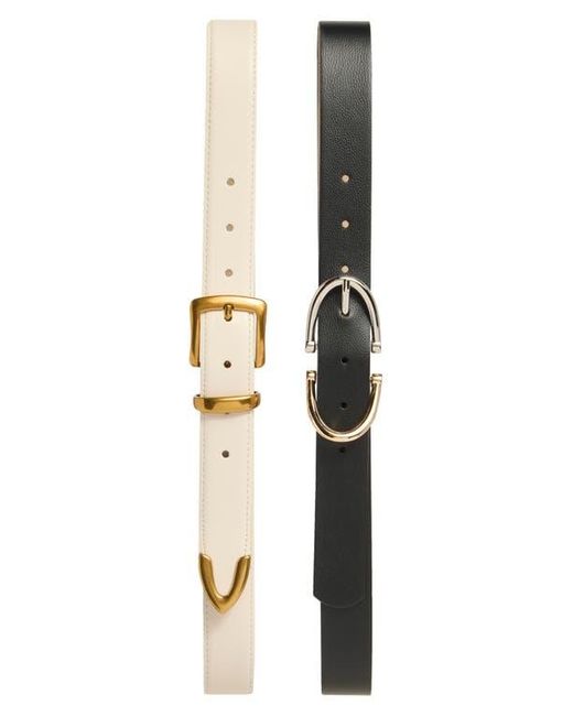 Steve Madden Metallic Assorted 2-Pack Feathered Edge Belts