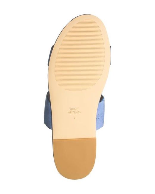 Stuart Weitzman Blue Santorini Scallop Slide Sandal