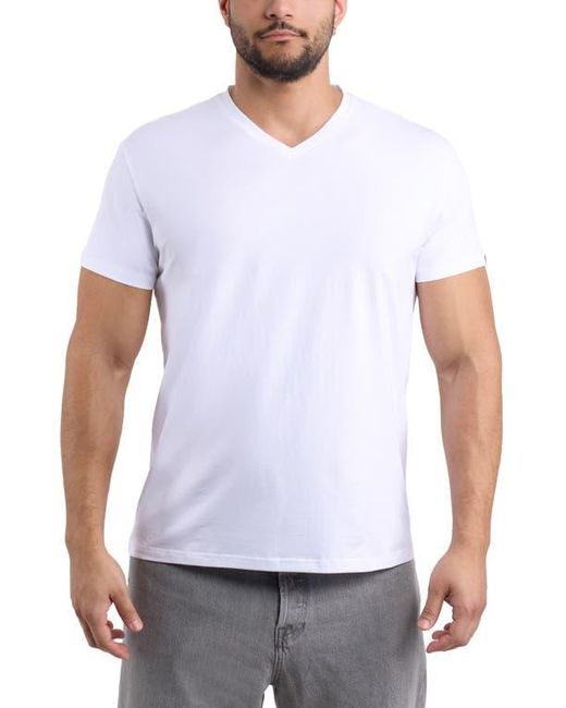 Xray Jeans White Soft V-Neck Cotton Blend Tee for men