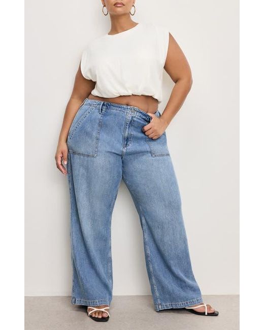 GOOD AMERICAN Blue Lite Drawstring Jeans