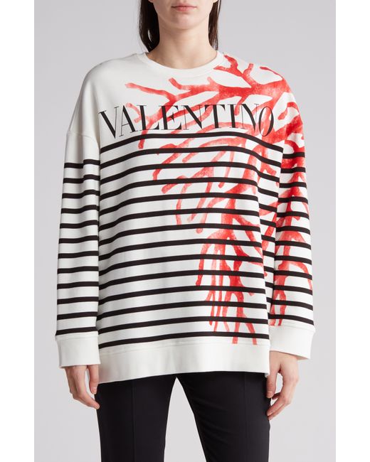 Valentino Archive '68 Stripe Logo Graphic Sweatshirt in Red