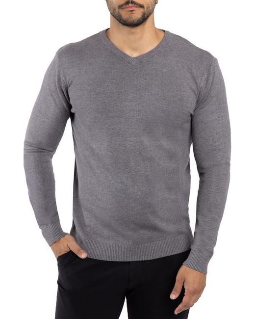 Xray Jeans Gray V-Neck Ribbed Knit Sweater for men