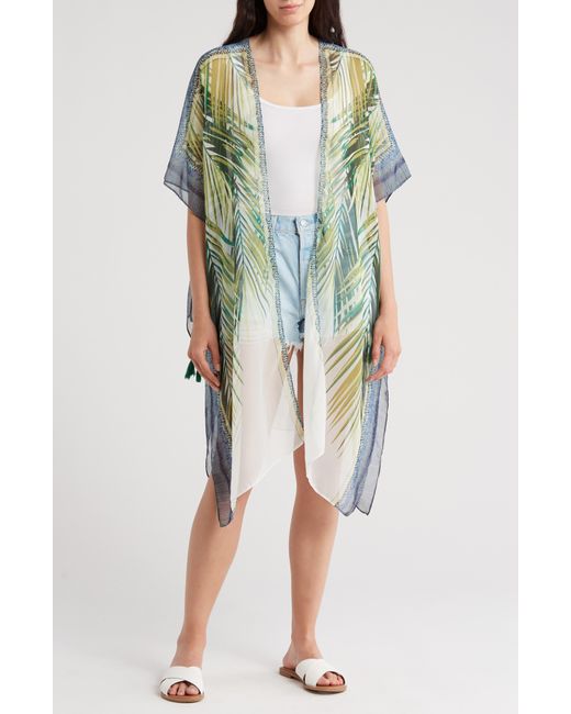 Vince Camuto Green Tropical Palm Leaf Duster