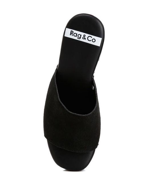 Rag & Co Black Cartera Suede Stud Mule