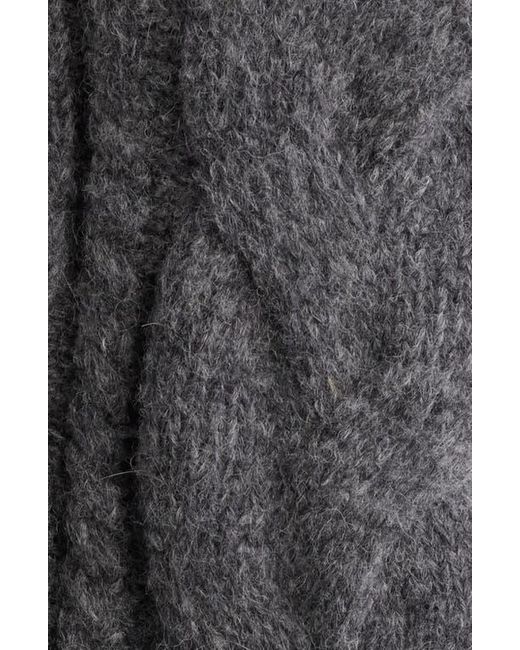 Faherty Brand Gray Frost Cable Stitch Turtleneck Alpaca Blend Sweater