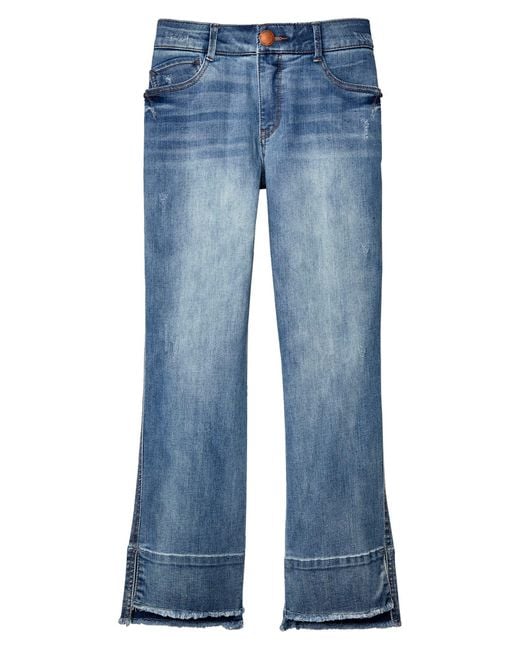 Democracy Denim Ab Tech Kick Flare Frayed Hem Jeans In Light Blue