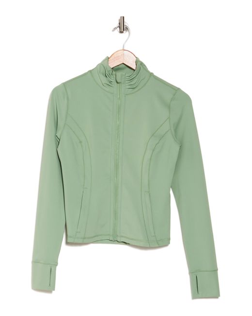 90 Degrees Green Lux Slim Fitted Pleated Jacket