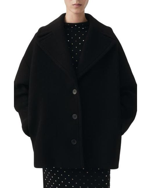 Mango Black Selection Oversize Short Wool Blend Coat