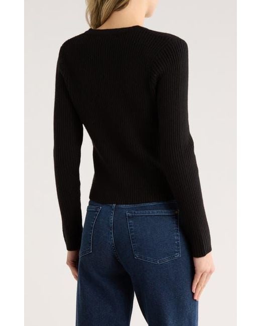 Elodie Bruno Black Cutaway Rib Cardigan