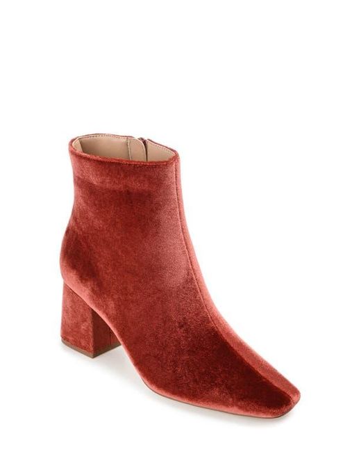 Journee Collection Red Hazara Block Heel Bootie