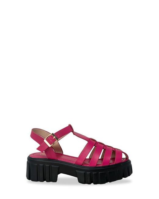 In Touch Footwear Pink Theo Lugged Platform Fisherman Sandal
