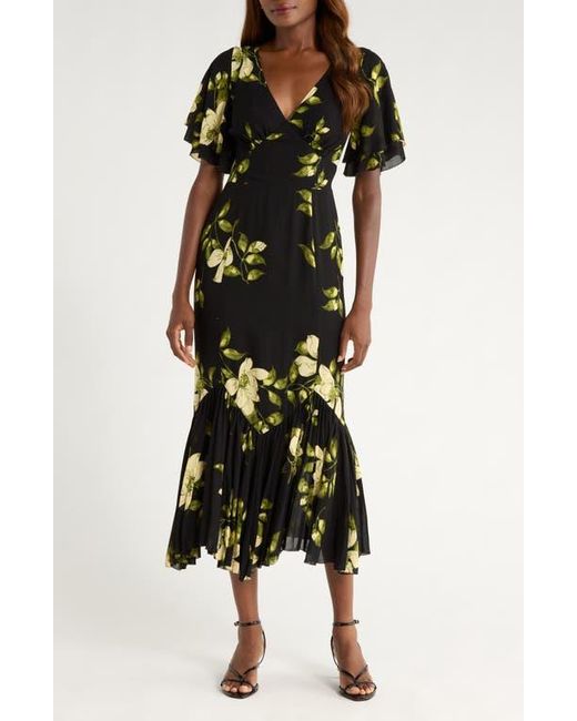 chinese dress ladies Mac Duggal Women's Embroidered Floral Midi Dress - Black Multi main image 1