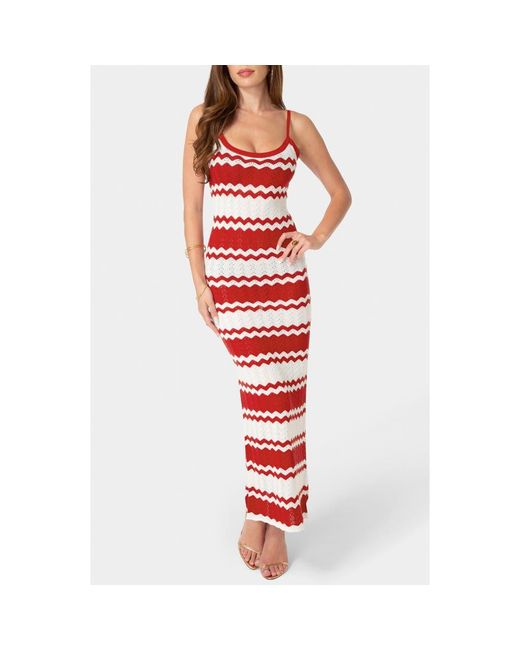 Bebe Stripe Knit Maxi Dress in Red | Lyst