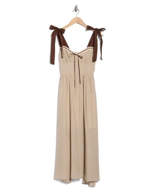 Blu Pepper Natural Gingham Tie Strap Fit & Flare Sundress