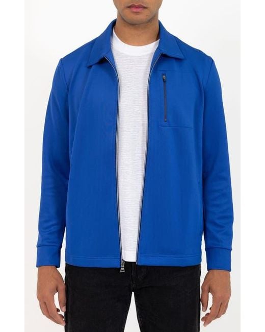 PINOPORTE Blue Zip-Up Overshirt Jacket for men