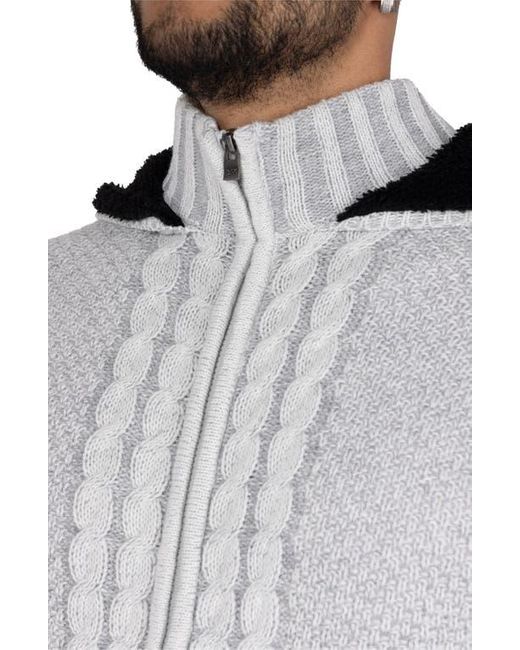 Xray Jeans Gray Hooded Mock Neck Sweater Jacket for men