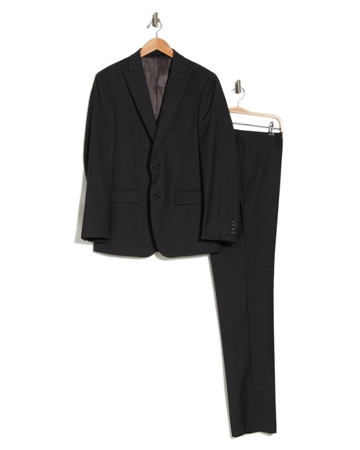 Calvin Klein Black Maddrey Slim Fit Charcoal Wool Blend Sharkskin Suit for men