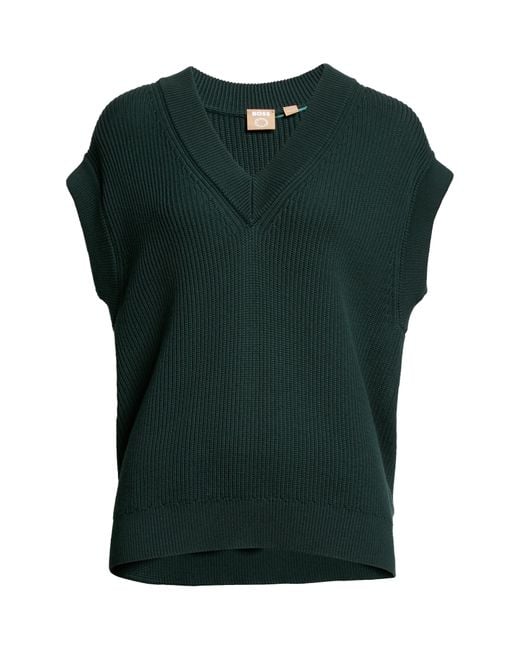 Boss Green Felgica V-neck Ribbed Cotton & Silk T-shirt