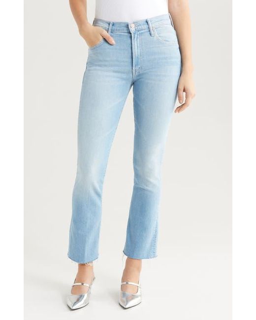 Mother Blue The Insider High Waist Fray Hem Crop Bootcut Jeans