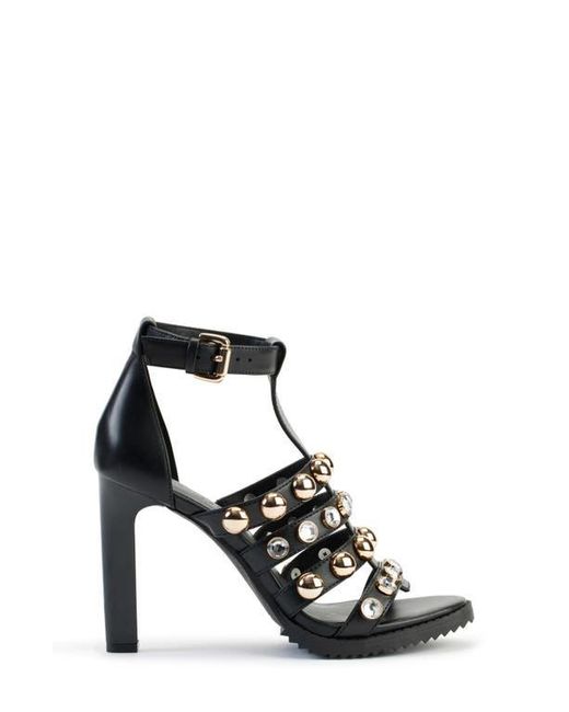Karl Lagerfeld Black Brexton Studded T-Strap Sandal