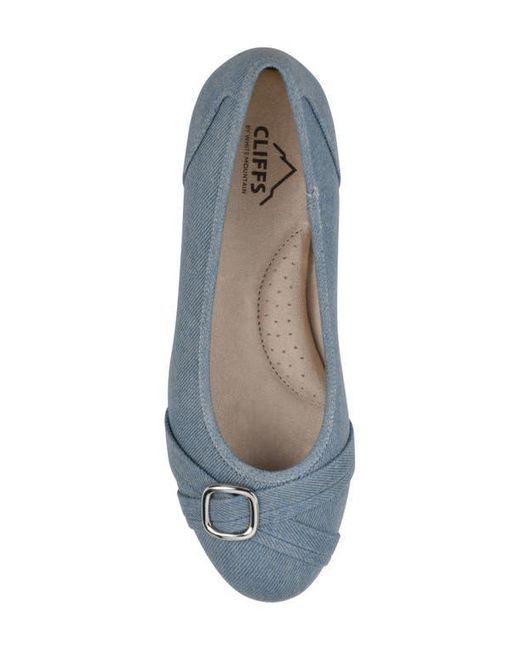White Mountain Blue Calming Buckle Strap Flat
