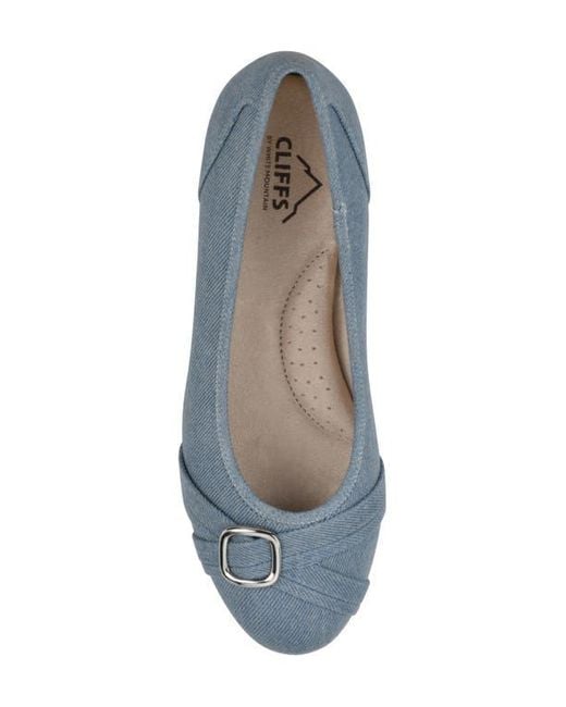 White Mountain Blue Calming Buckle Strap Flat