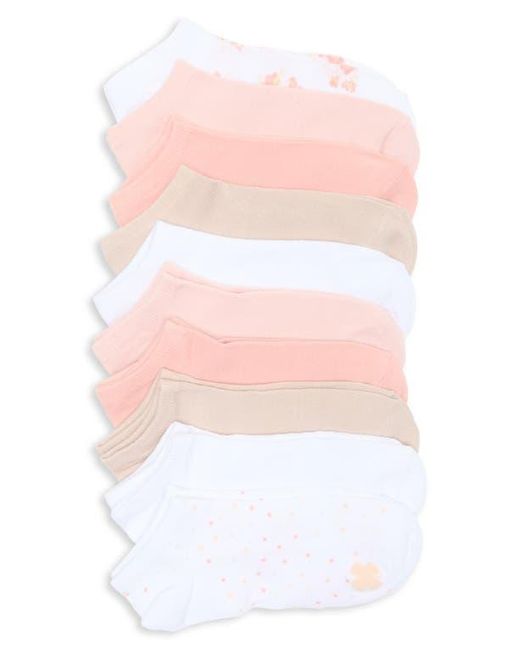 Lucky Brand Pink 10-Pack Assorted Spring Floral No Show Socks