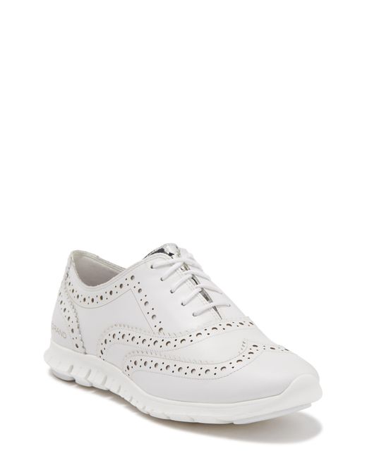 cole haan zerogrand wingtip oxford white