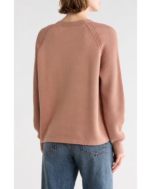 Vince Pink Ribbed Cotton Pullover