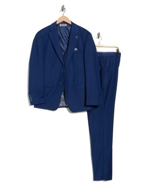 ZEGARIE Blue Mélange 3-Piece Suit for men