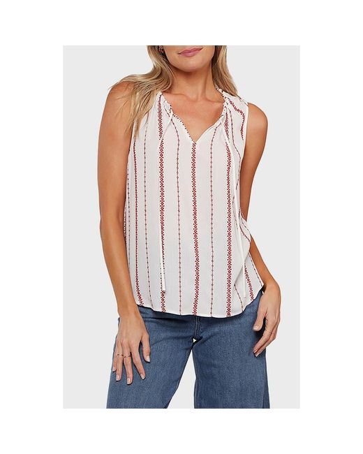 Matty M White Hannah Split Neck Tank Top