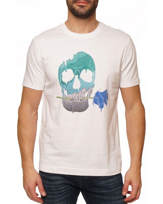 Robert Graham White Melting Skull Cotton Graphic T-shirt for men
