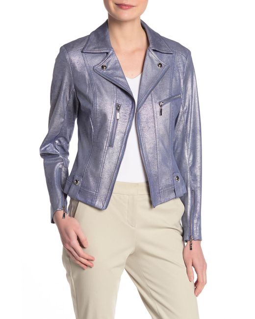 Insight Blue Metallic Pleather Long Jacket
