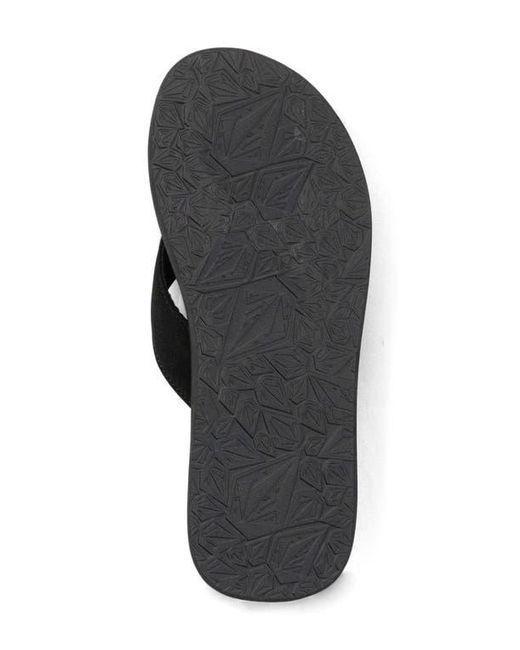 Volcom Black Vocation Leather Flip Flops for men