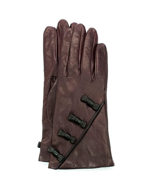 Portolano Brown Bow Leather Gloves