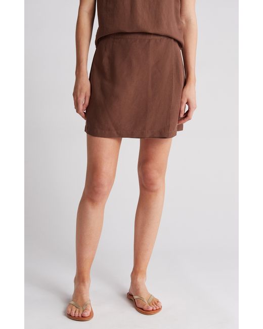 Onia Brown Air Wrap Linen Blend Cover-up Miniskirt