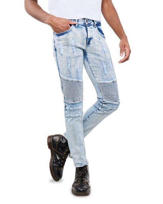 Xray Jeans Blue Stretch Mid Rise Skinny Moto Jeans for men