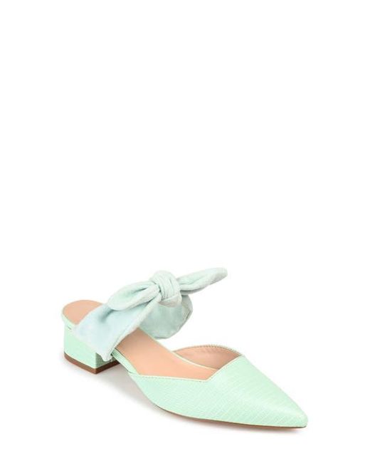 Journee Collection Blue Lizard-Embossed Vegan Leather Block Heel Mules