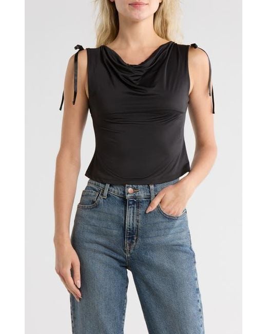 Vigoss Black Ruched Slinky Tie Top