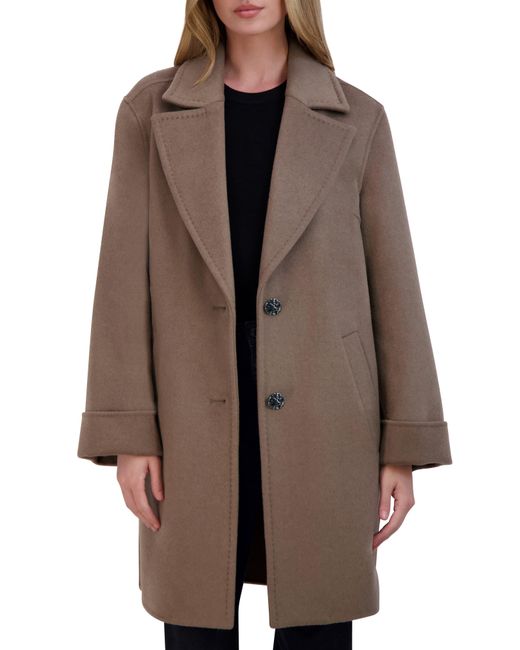 Tahari Brown Sandra Oversize Wool Blend Coat