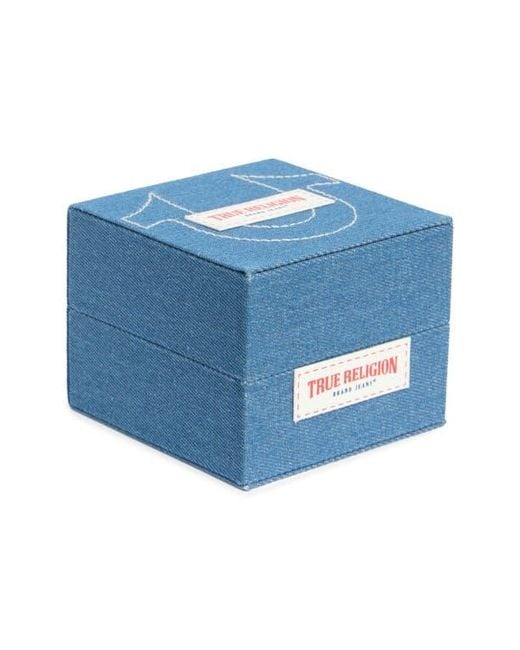 True Religion Black Arched Logo Faux Leather Strap Watch, 38Mm & Assorted Bracelets Set for men