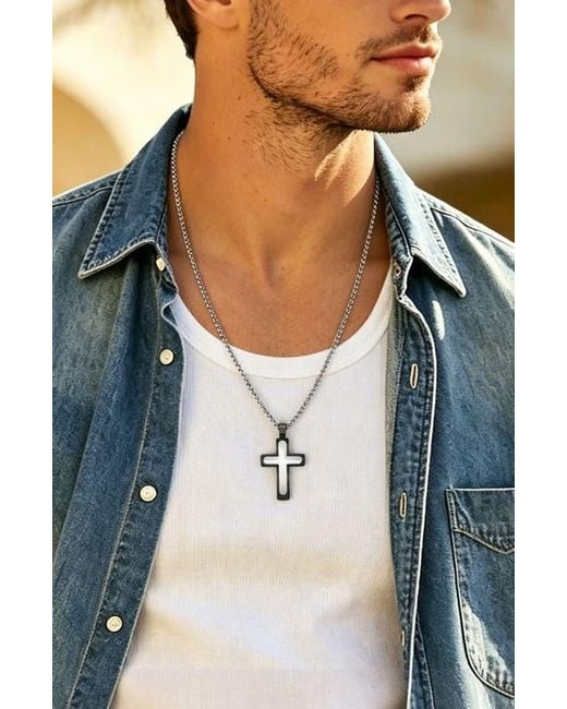 EDFORCE Black Two Layer Cross Necklace for men