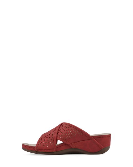 White Mountain Red Candelle Wedge Sandal