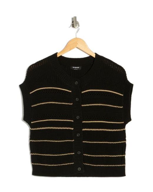 Blu Pepper Black Stripe Knit Button Front Top