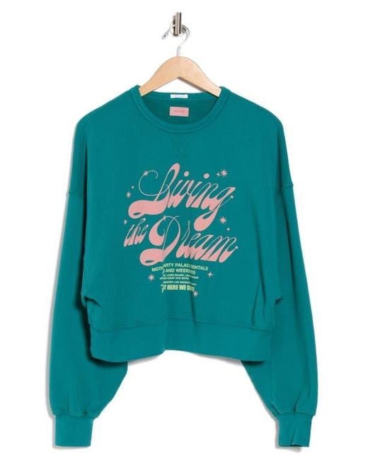 Mother Blue The Winger Cotton Graphic Sweatshirt