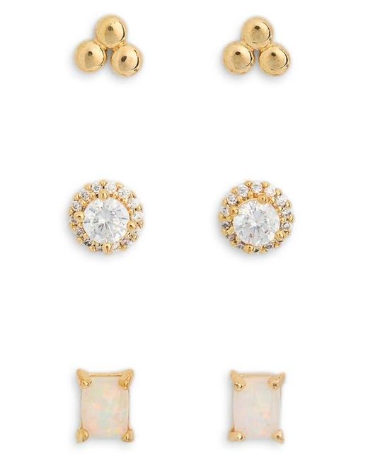 Leith White 3-Pack Cz & Opal Assorted Flatback Stud Earrings