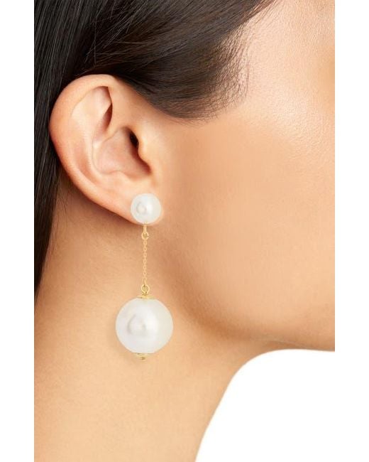 Kate Spade White Have A Ball Faux Pearl Linear Drop Earrings