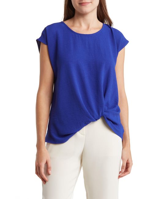 Pleione Blue Textured Twist T-shirt