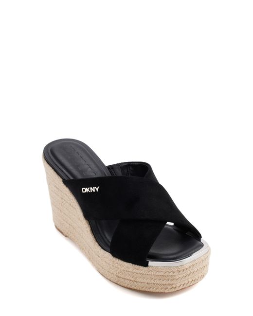 DKNY Black Maryn Platform Slide Sandal