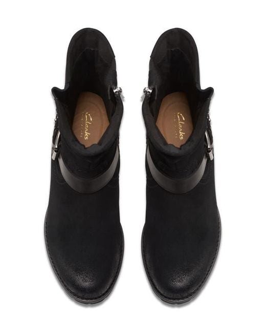 Clarks Black Nissini Burnished Leather Slouch Boot